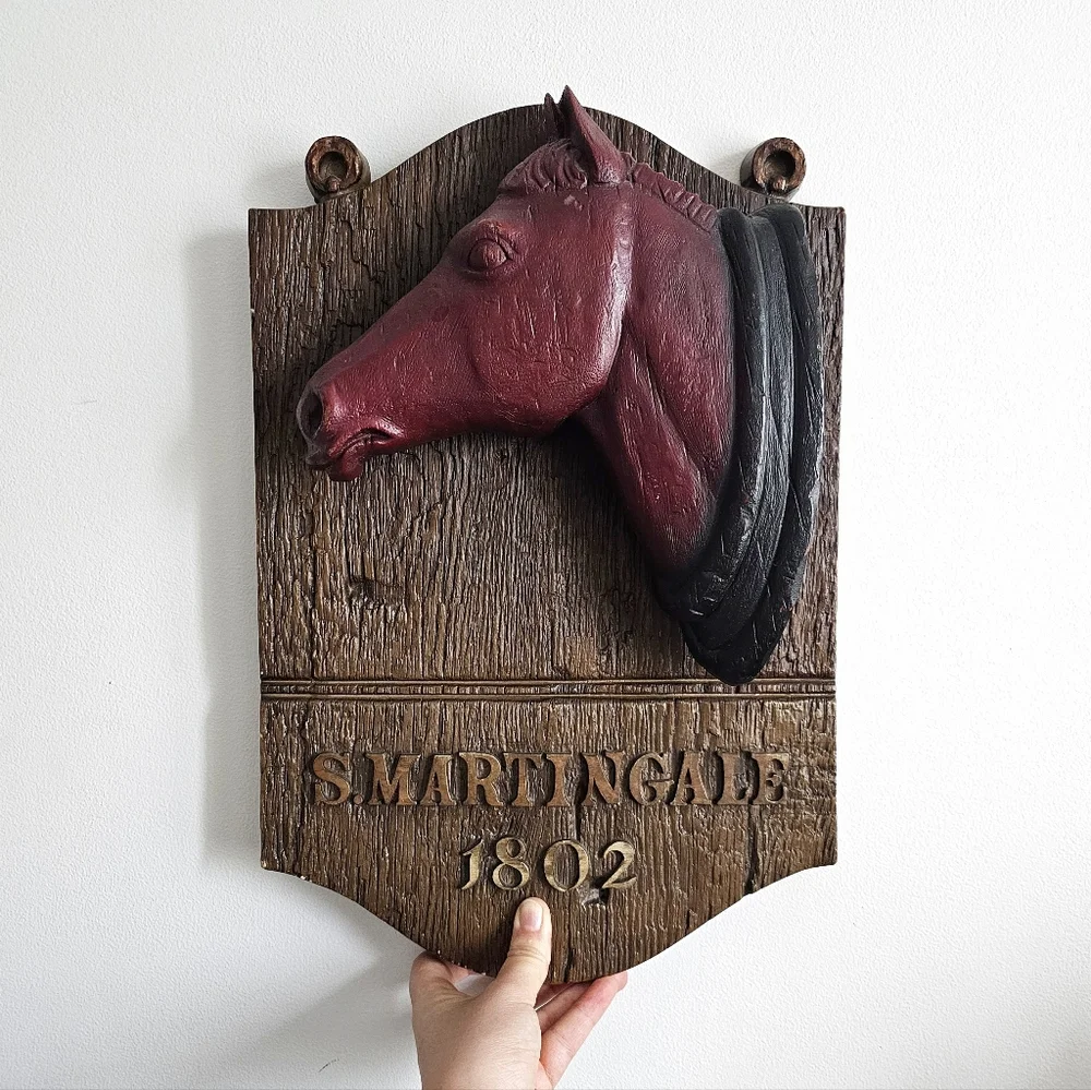 Vintage Burwood Products Co Horse Head Wall Plaque S. Martingale 1802 Equestrian